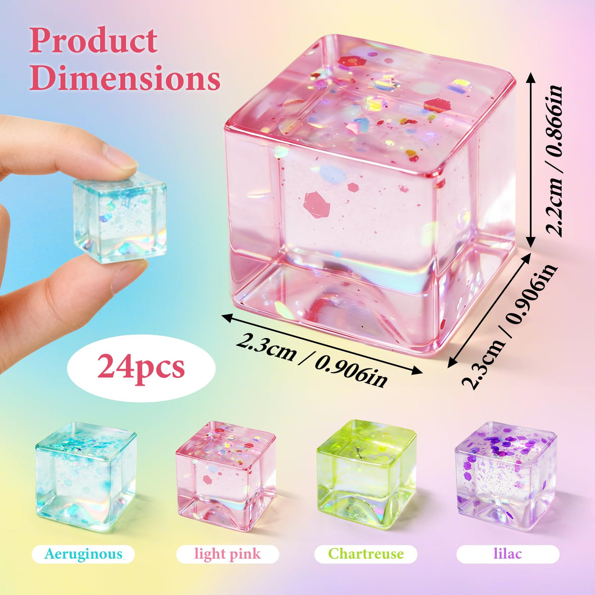 niaosiben sparkle cubes closeup—shiny interiors offer visual stimulation during squeezing