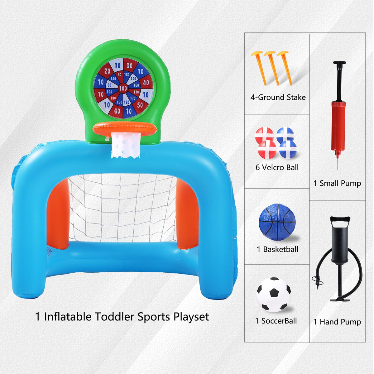 NIBBaNACAL inflatable toddler sports center complete set with balls and pump