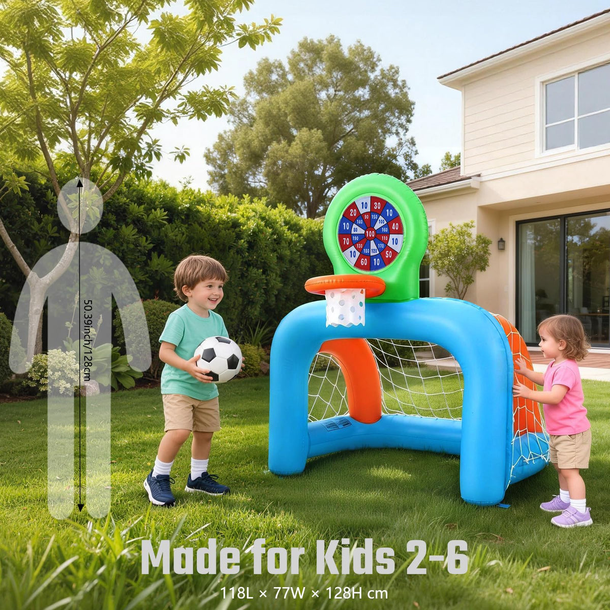NIBBaNACAL inflatable toddler sports center suction cups stabilizing on floor