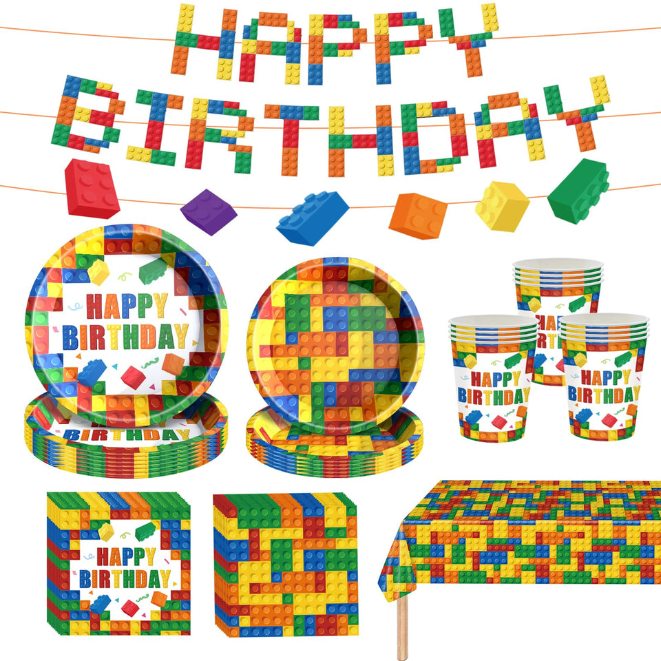 NICDIY banner showcasing colorful building blocks for a playful party backdrop
