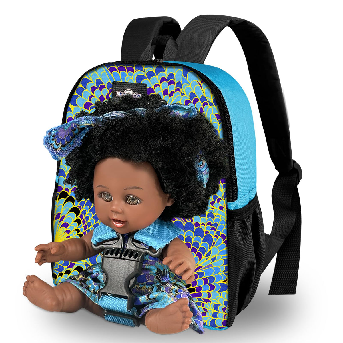 Nice2you 10-inch black baby doll with backpack carrier for imaginative play and easy carrying