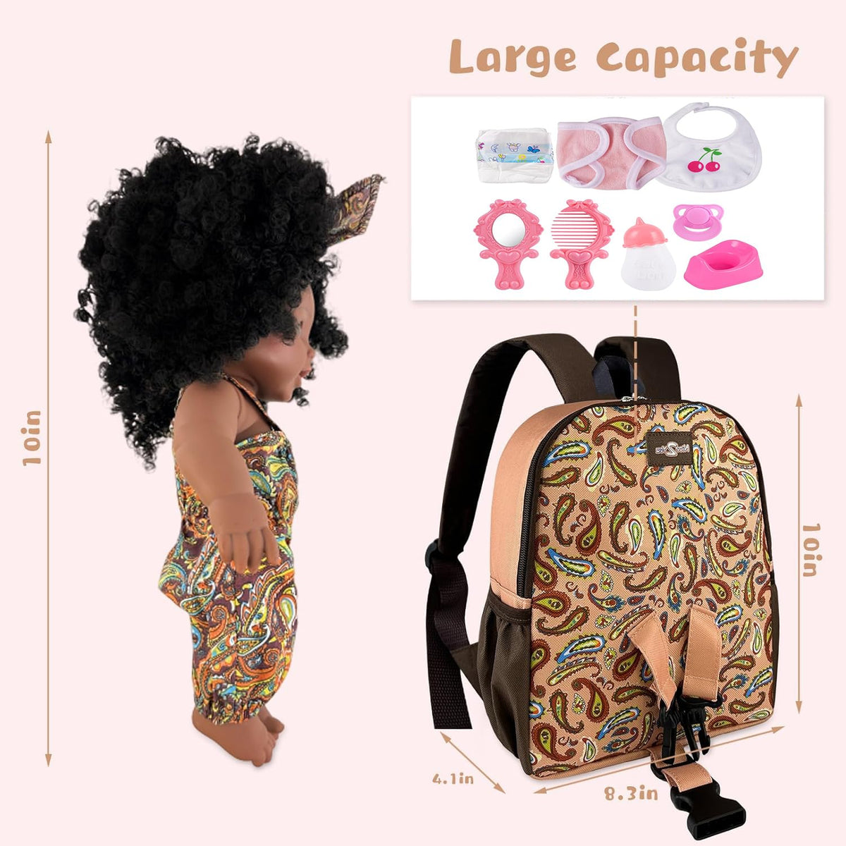 Nice2you 10-inch doll wearing a cute outfit with backpack.