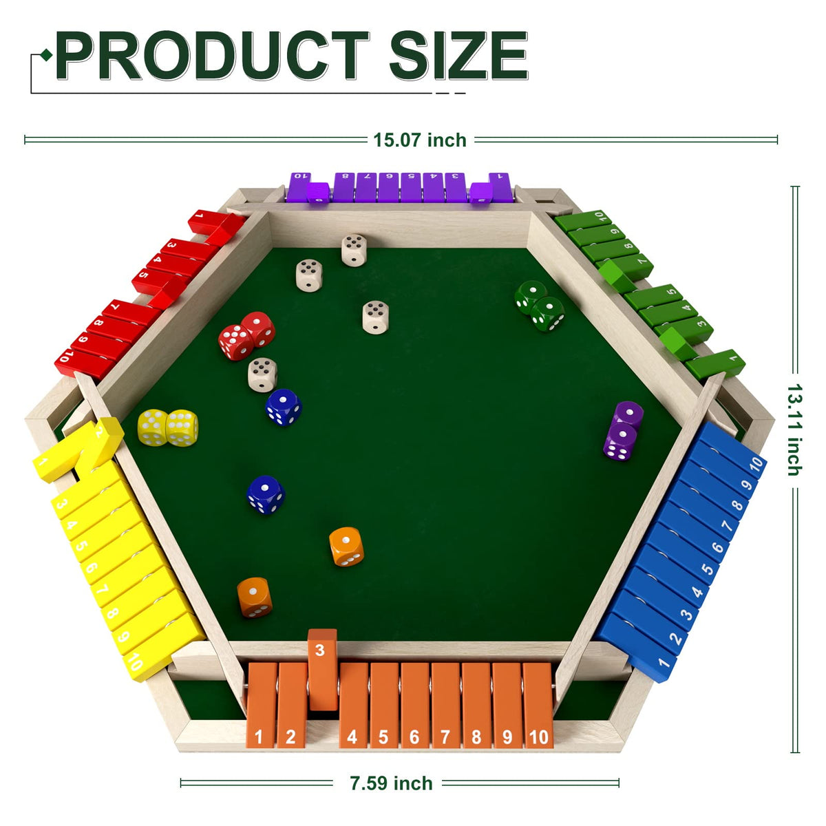 Nicecho Shut The Box 16 dice closeup for quick math and fun