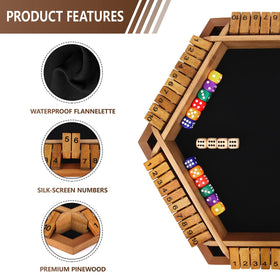 Nicecho Shut The Box felt-surface reduces noise during play.