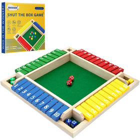 Nicecho Shut The Box wooden board top view, durable pinewood for family play