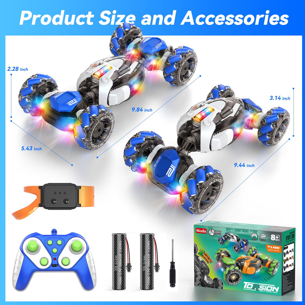 Nicella compact gift-ready stunt car ideal for birthdays