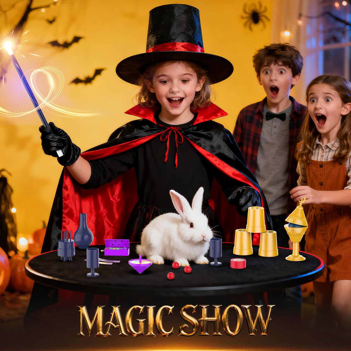 Nicella 35-in-1 magic props set arranged for play.