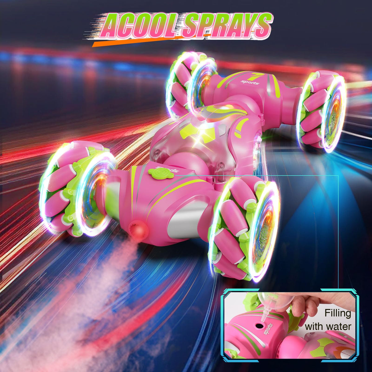 Nicella car with colorful LED lights for vibrant night races