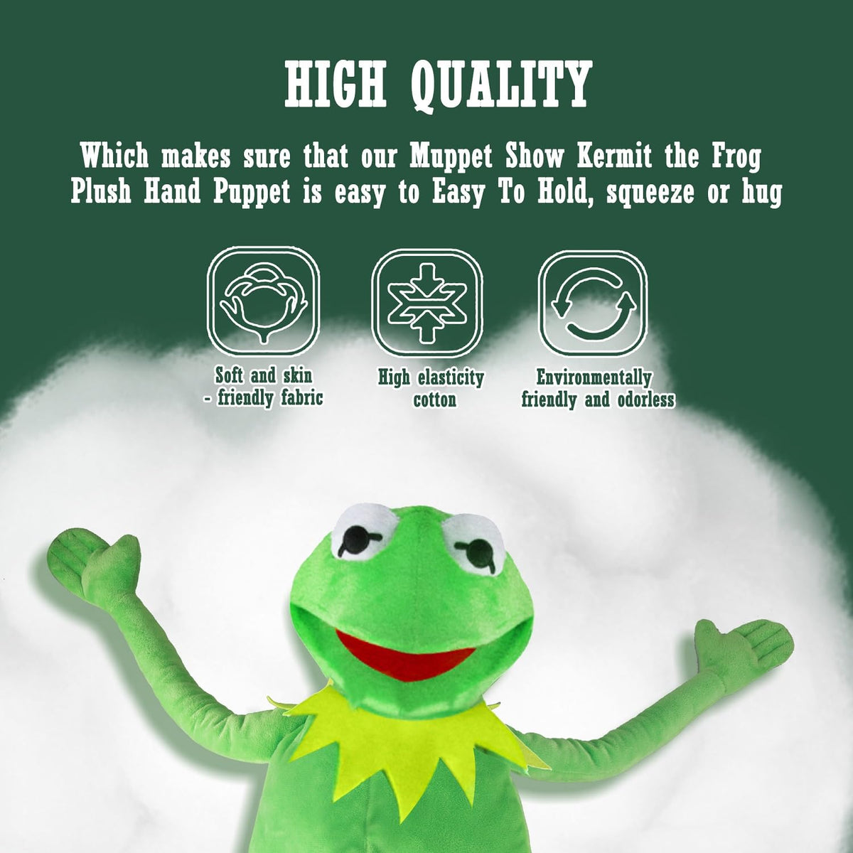 NICERINC Kermit puppet finger-friendly hand-held action for dynamic scenes.