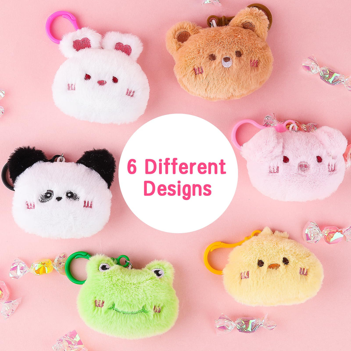 Niceup plush keychains squish to make playful sounds.