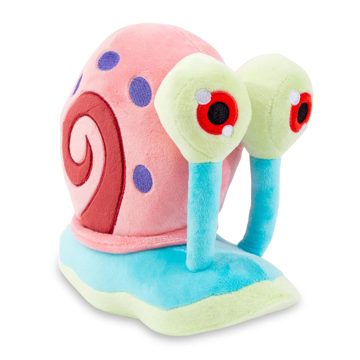 Nickelodeon SpongeBob Gary plush shows prominent eye stalks, perfect for fans collection.