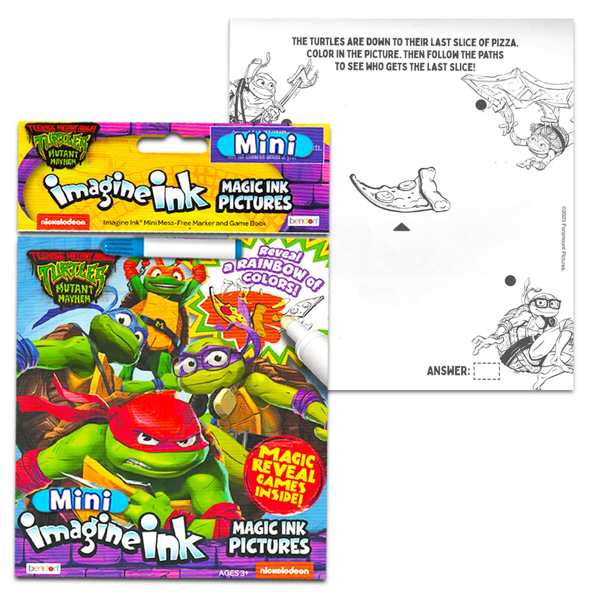 Nickelodeon TMNT Imagine Ink marker rainbow reveal for spill-free art.