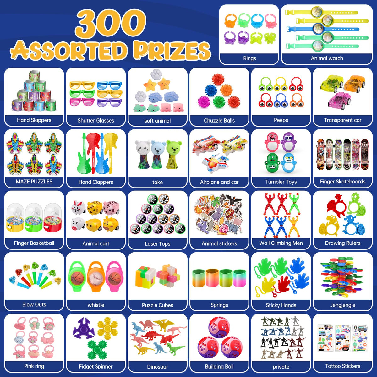 nicknack 32-kind toy assortment in vibrant colors for birthday celebrations and games.