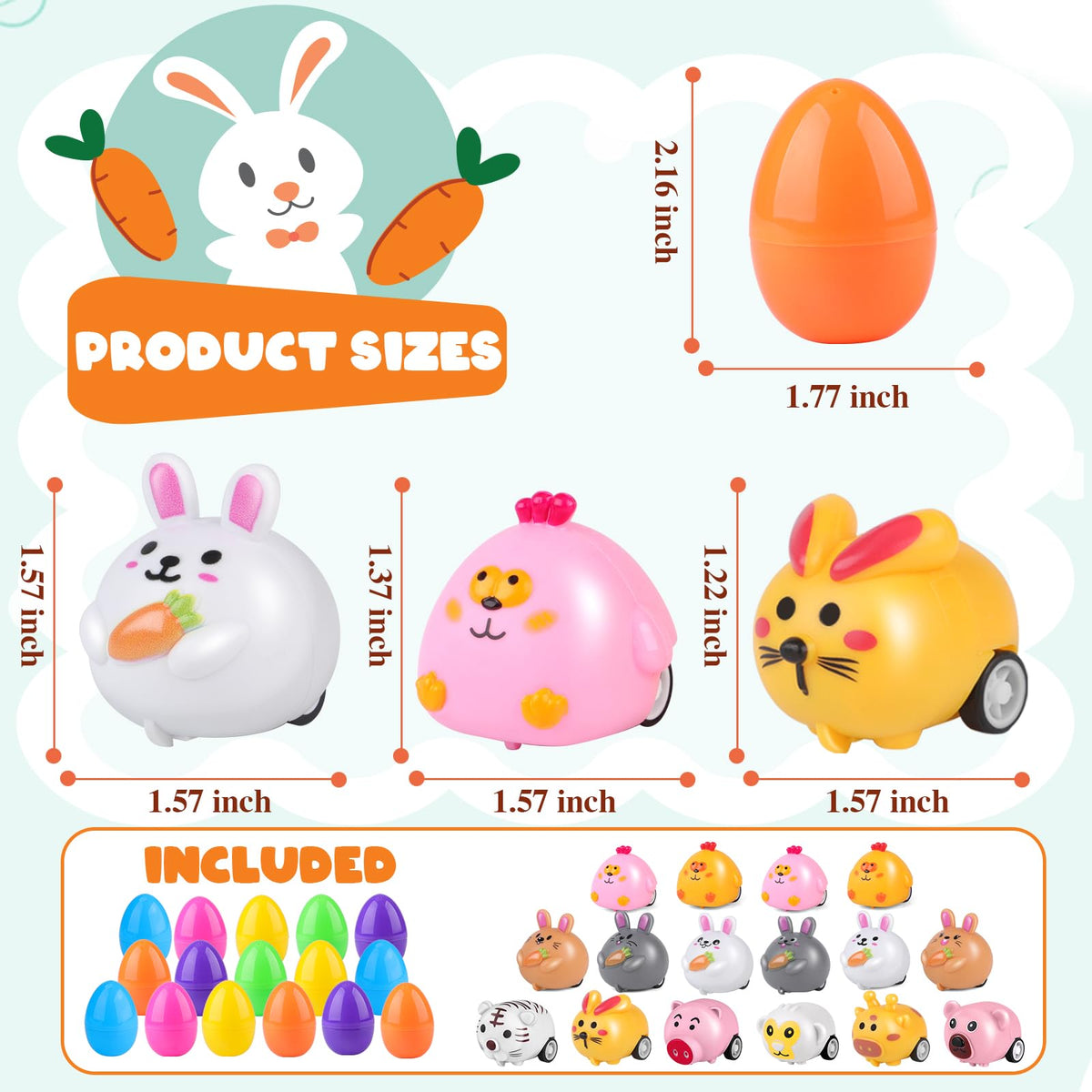 Nicknack colorful Easter eggs decorate tables while inviting playful car surprises for kids.