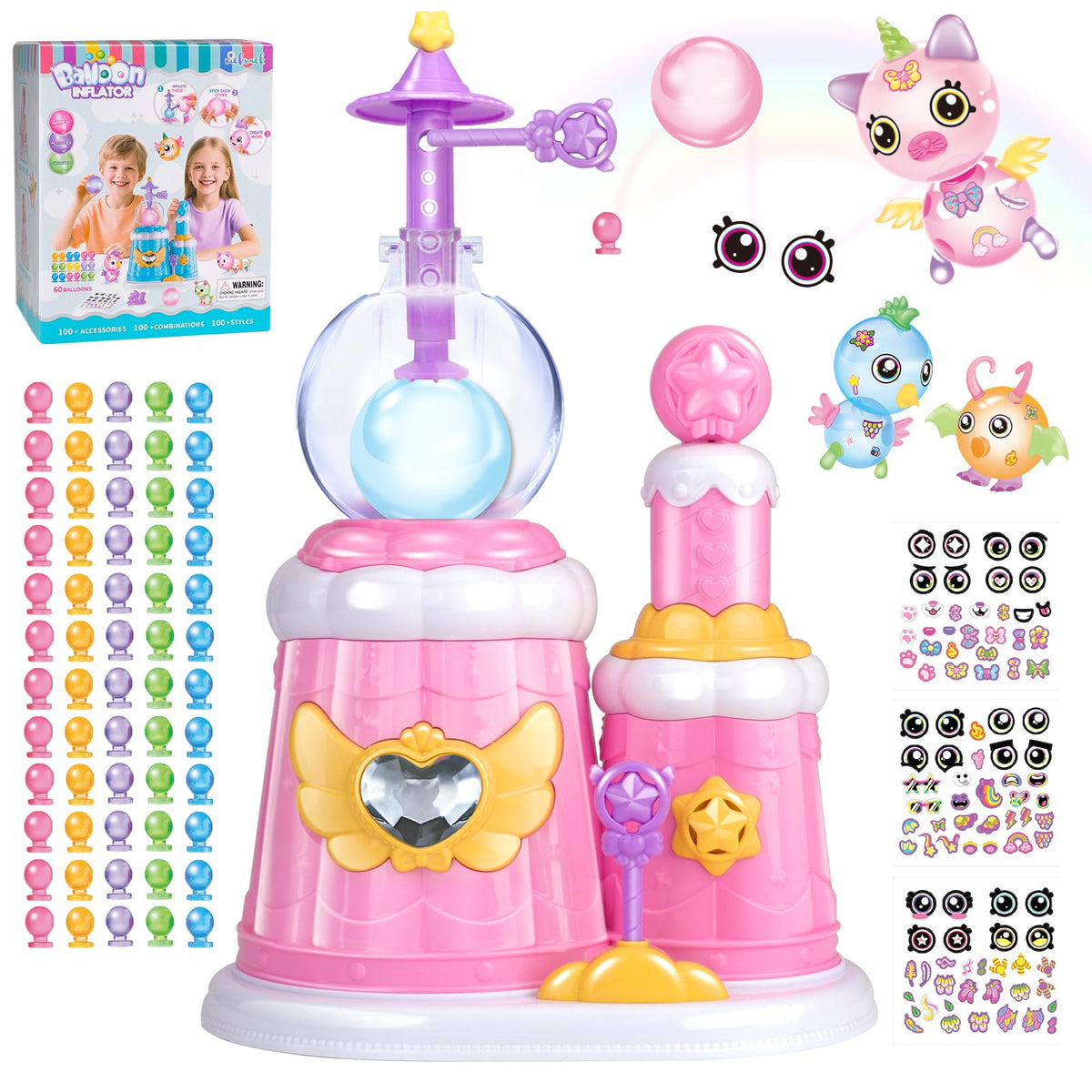 Nicknack Princess Magic DIY Balloons Kit with Pump setup for kids' party crafts.