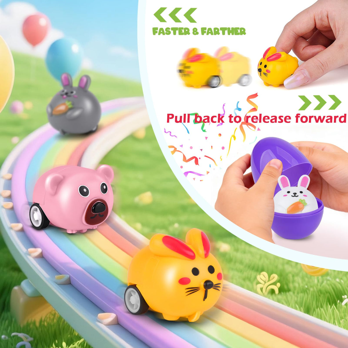 Nicknack pull-back vehicle toys encourage active play and quick bursts of excitement.