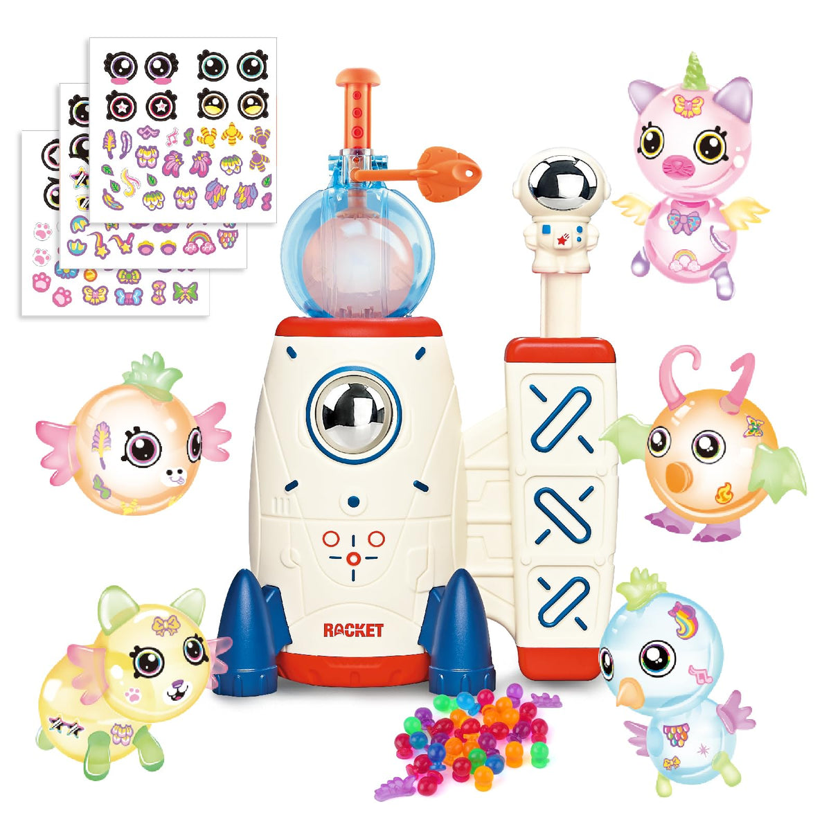 Nicknack Space Rocket DIY balloons with pump for easy at-home building and play.