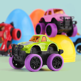 Nicknack toddler-friendly monster trucks, alloy bodies with smooth edges.