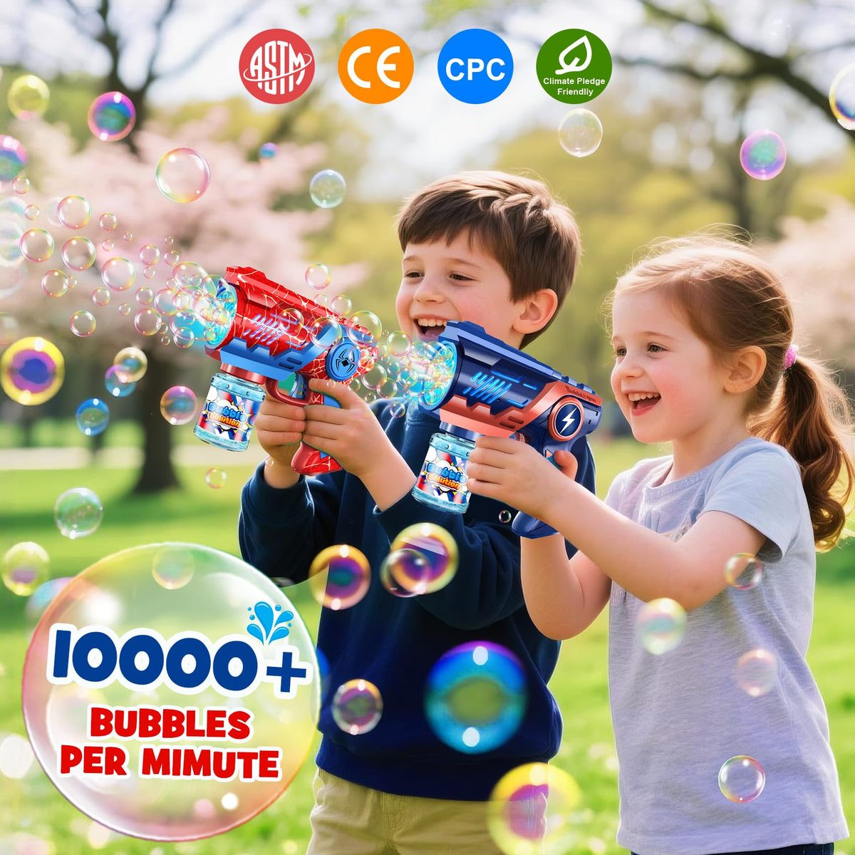 Nicmore bubble blaster two-pack on display for party-ready fun