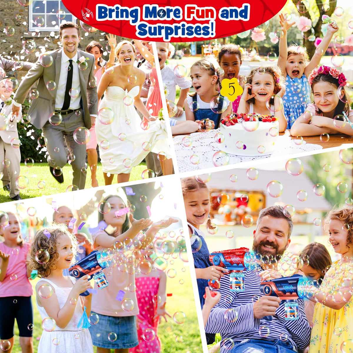 Nicmore bubble gun durable construction withstands active play