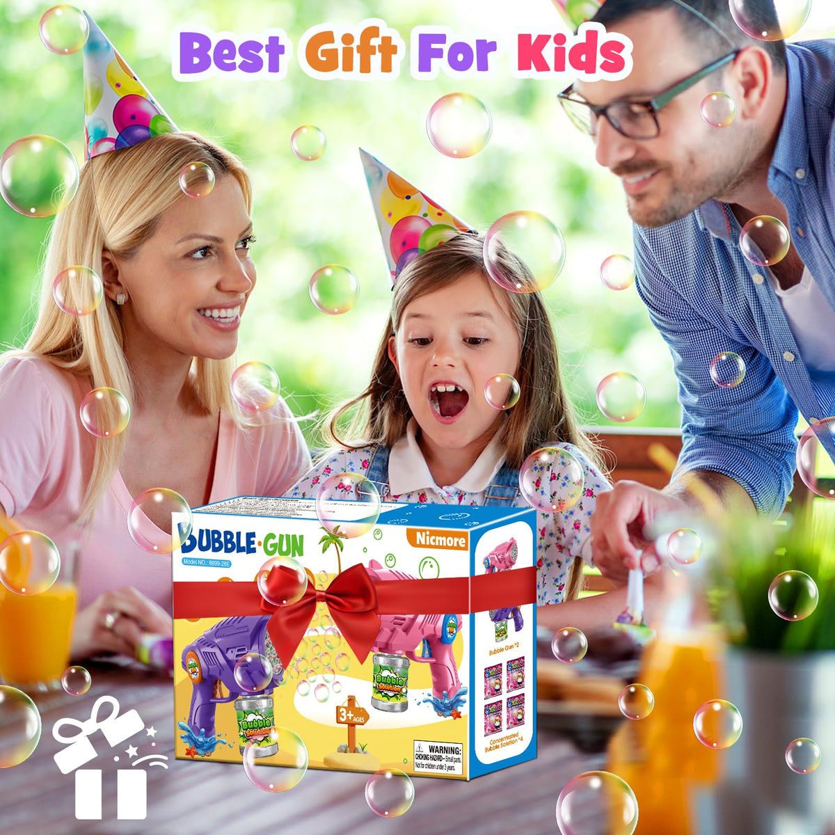 Nicmore bubble gun lightweight design ideal for toddlers and kids on the go