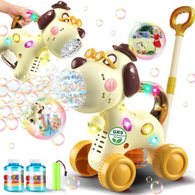 Nicmore bubble machine dog shape front fills outdoor play space with cheerful bubbles.