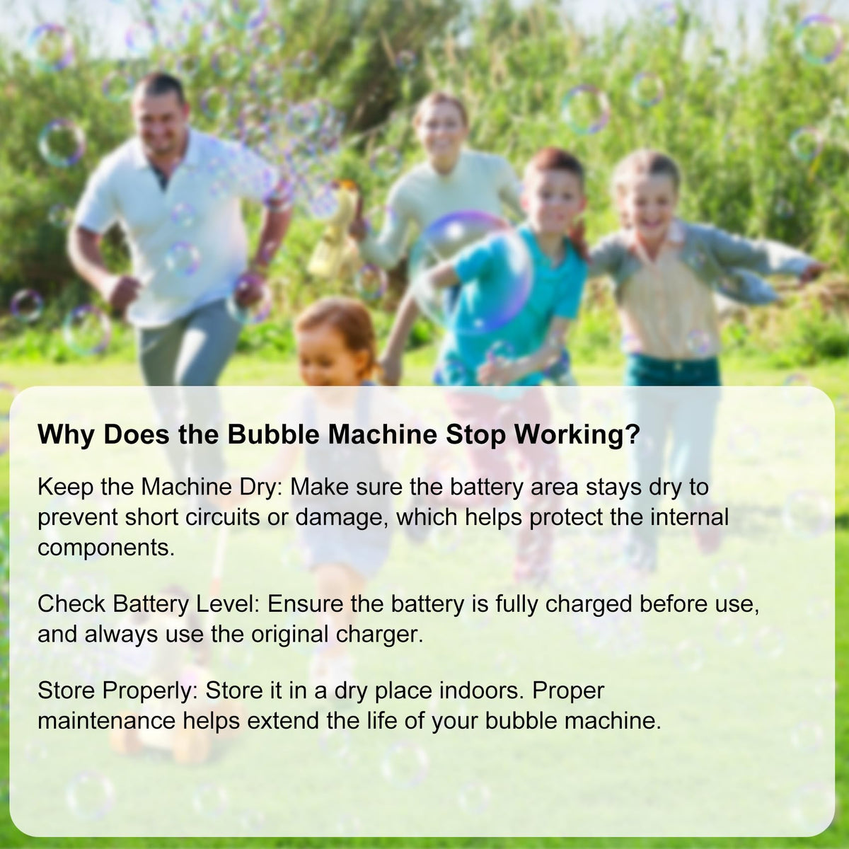 Nicmore bubble machine ideal for parks and beaches during outdoor fun.