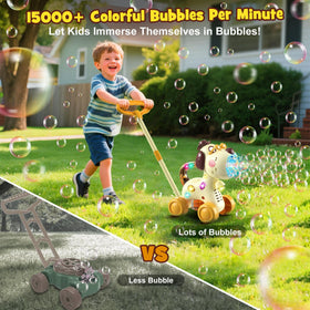 Nicmore bubble machine two modes push hold showcases versatile bubble fun for toddlers.