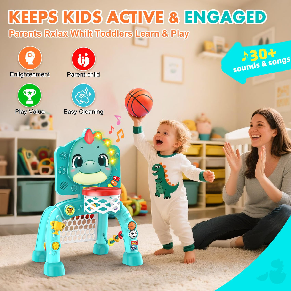 Nicmore Dinosaur 4-in-1 ball play supports early coordination with varied activities.