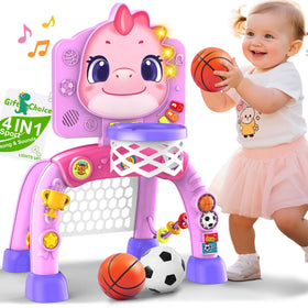 Nicmore dinosaur hoop basketball toy for toddlers with glowing lights and music