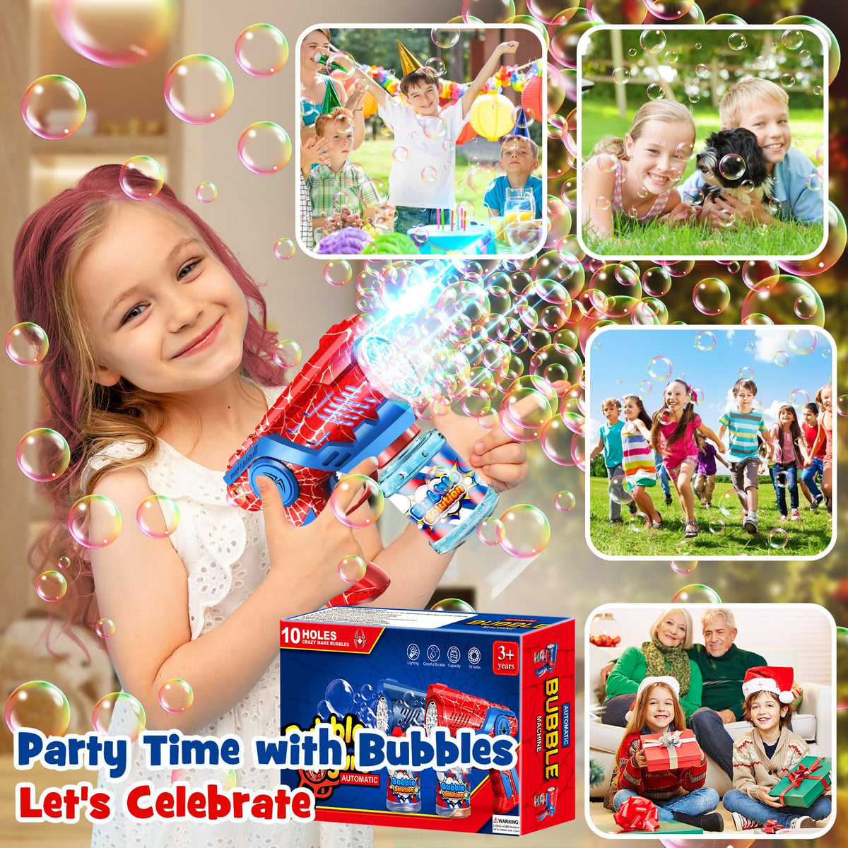 Nicmore bubble gun used by kids outdoors for imaginative games