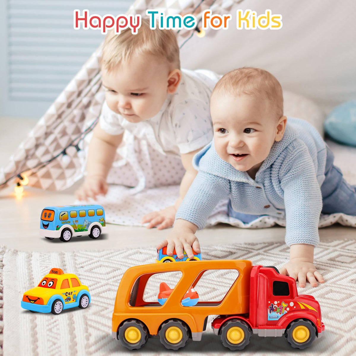 Nicmore mini taxi vehicle enhances role-play during indoor and outdoor play.