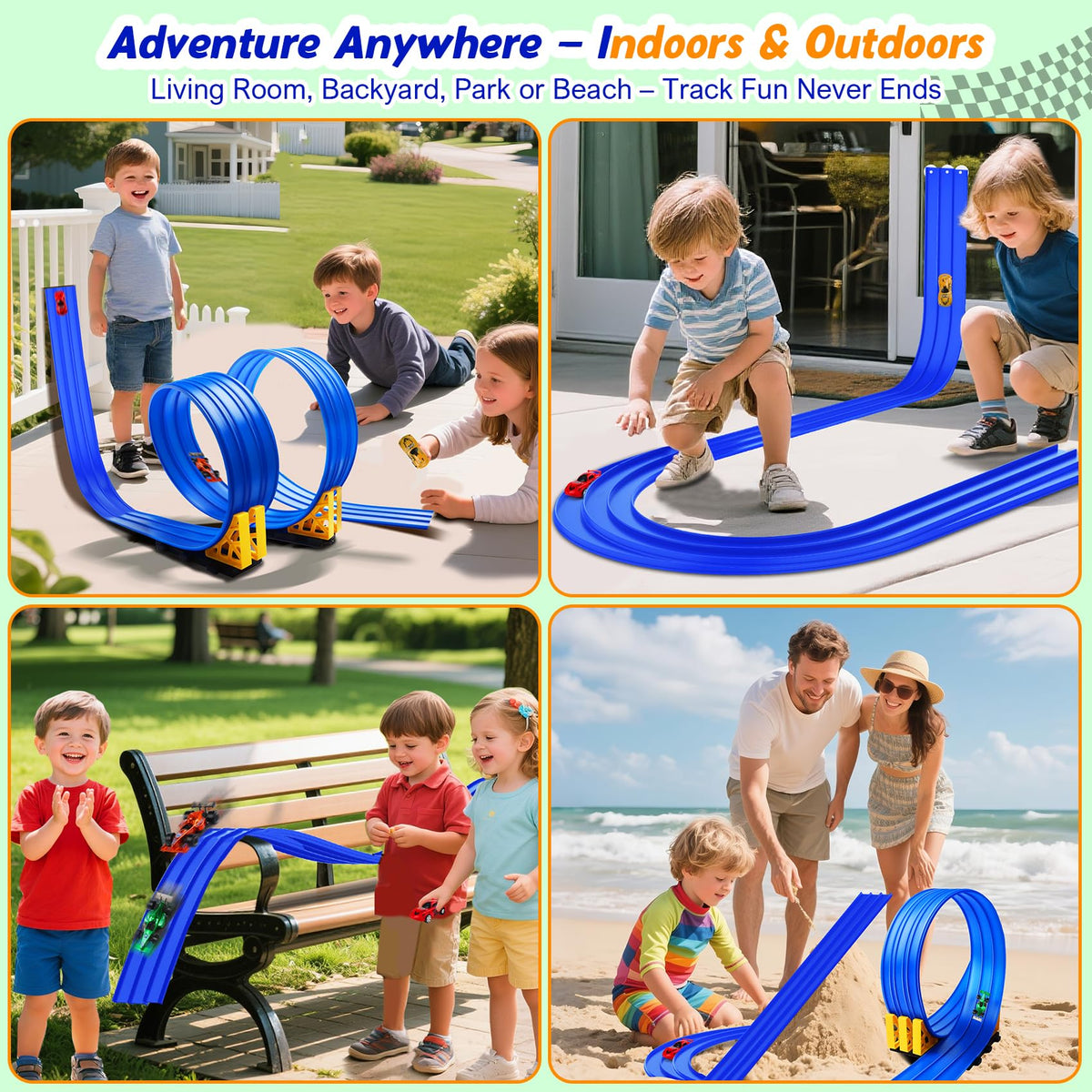 Nicmore waterproof track for indoor and outdoor play