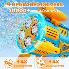 Nicojoy bubble gun with LED lights creating vibrant nighttime visuals
