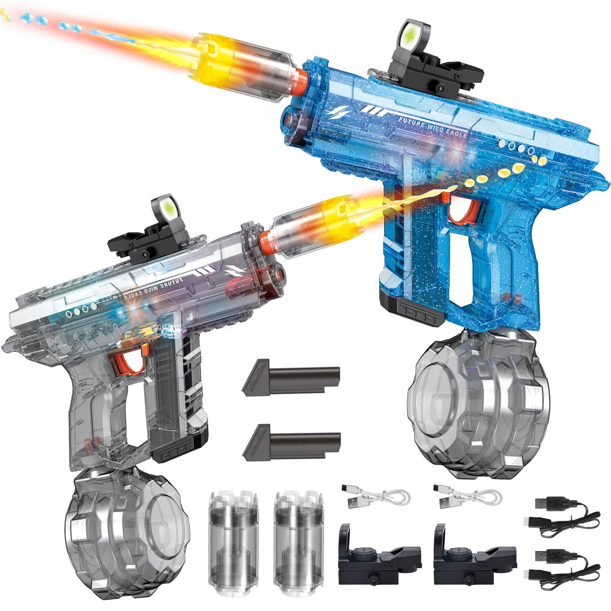 Nicojoy light-up water gun 2-pack for vibrant evening pool battles.