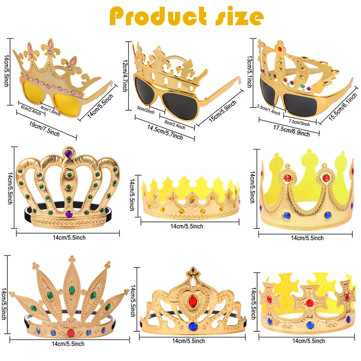 NICOWARM gold rhinestone crown hat adds sparkle and durable cosplay appeal for kids and adults.