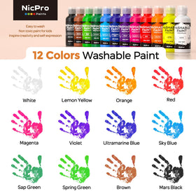 Nicpro washable paints simplify cleanup with soap and warm water.