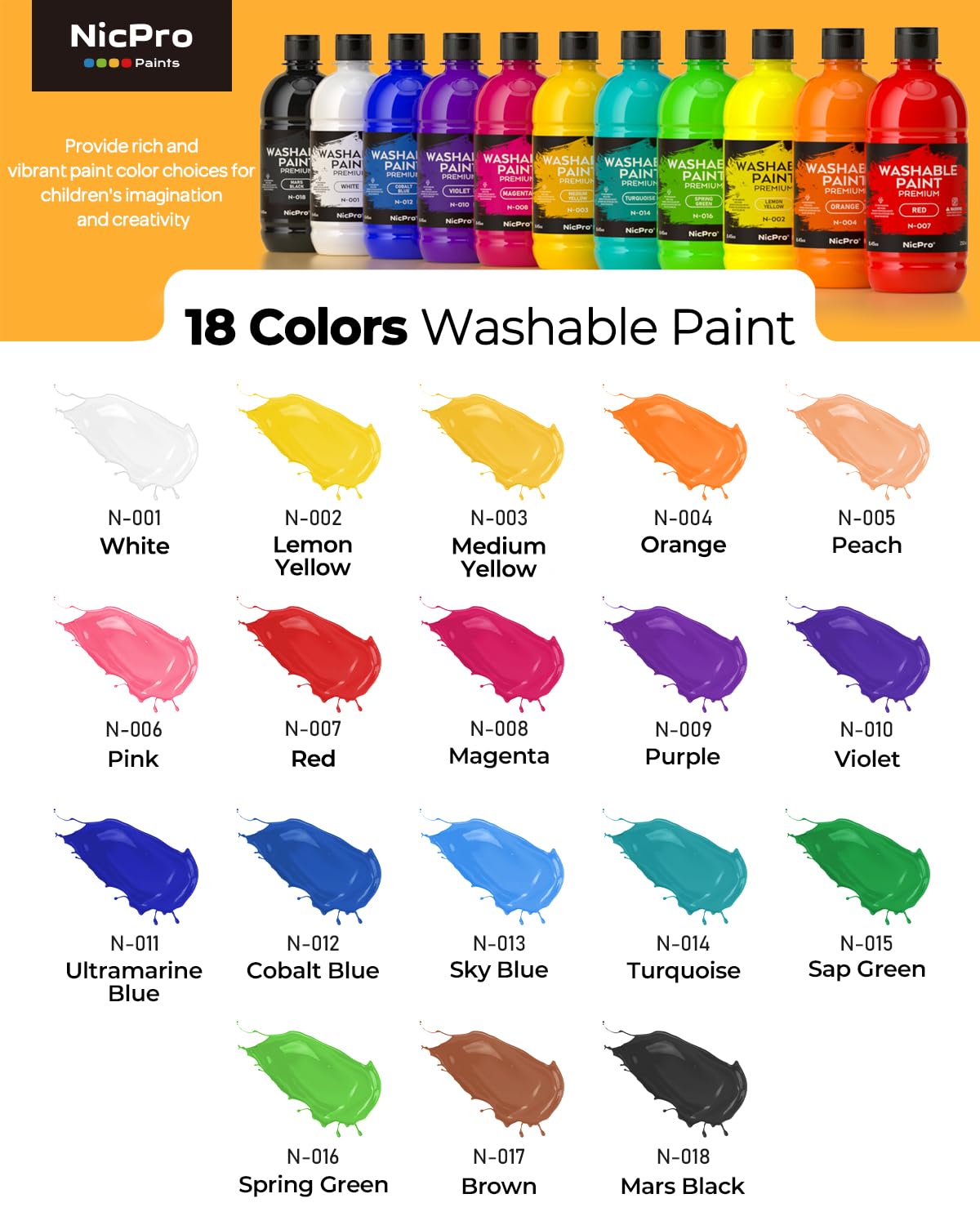 Nicpro color swatches showing vibrant hues for color mixing