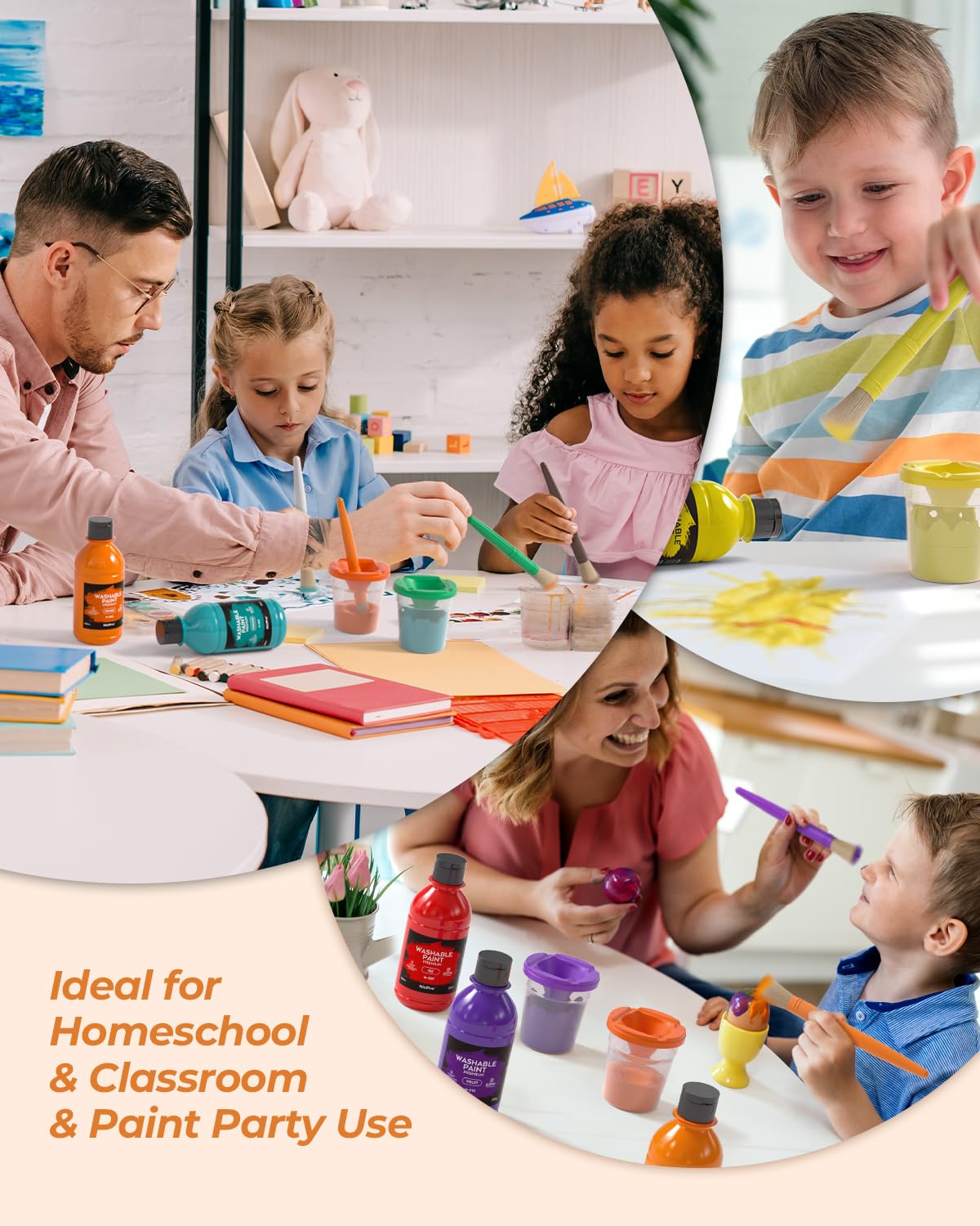 Nicpro flip-top 250ml paint bottles reduce mess during painting.