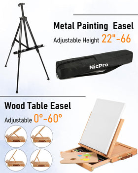 Nicpro metal easel with adjustable legs for studio or display setups