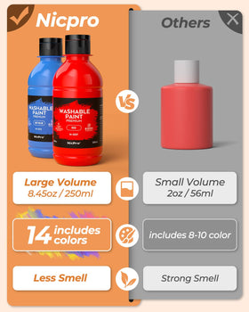 Nicpro non-toxic CPC certified paints ensure safe crafts.