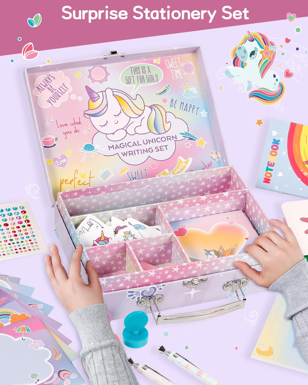 Nicpro unicorn stationery set envelopes for sending letters and notes.