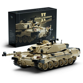 Nifeliz Challenger 2 tank model exterior in desert yellow, ideal for desk display.