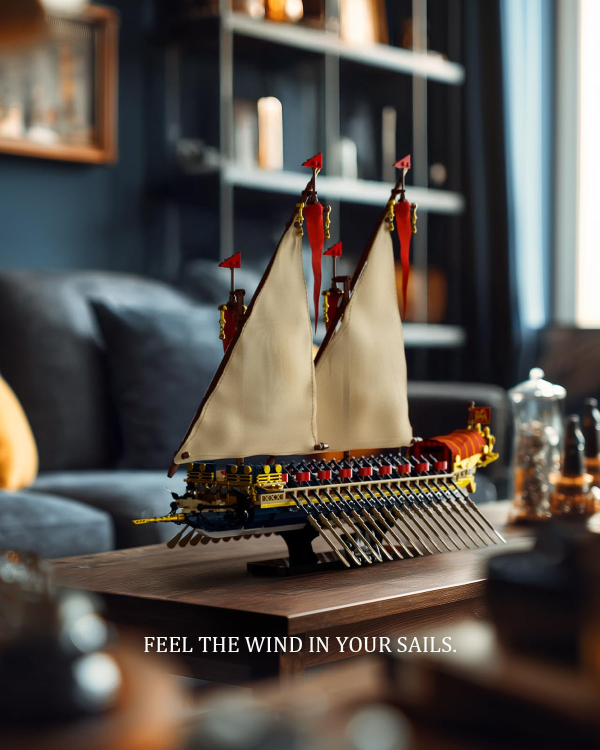 Nifeliz Galley oar array demonstrates balanced rhythm for authentic presentation.