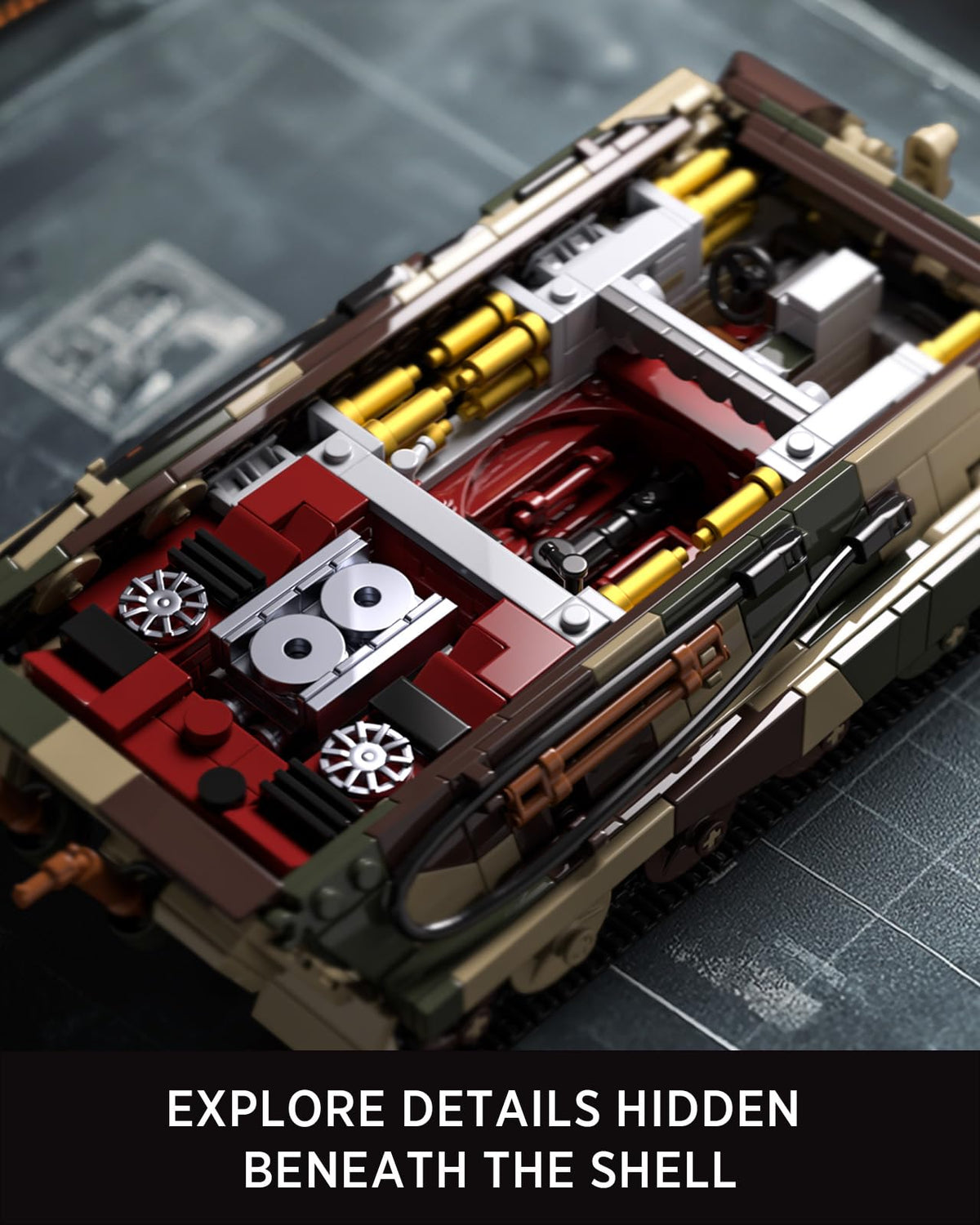 Nifeliz King Tiger tank clear sections reveal inner construction.