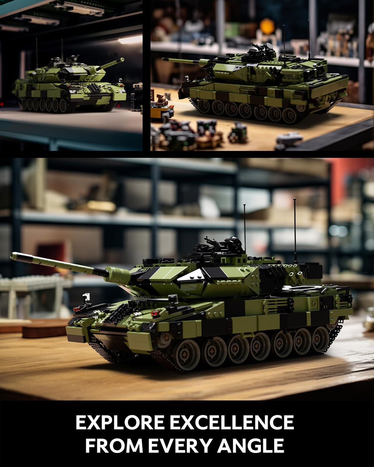 Nifeliz Leopard II A7 Tank detachable parts for interactive display.