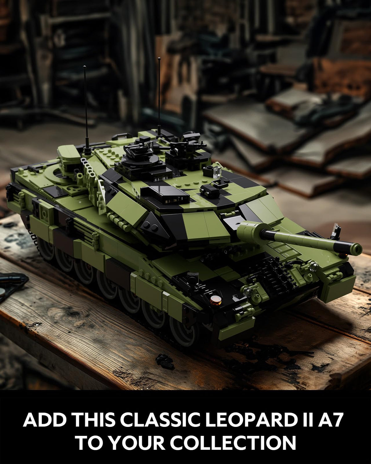Nifeliz Leopard II A7 Tank detailed interior adds realism to display.