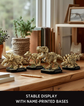Nifeliz nameplate on base for secure desk presentation of mini dinosaurs