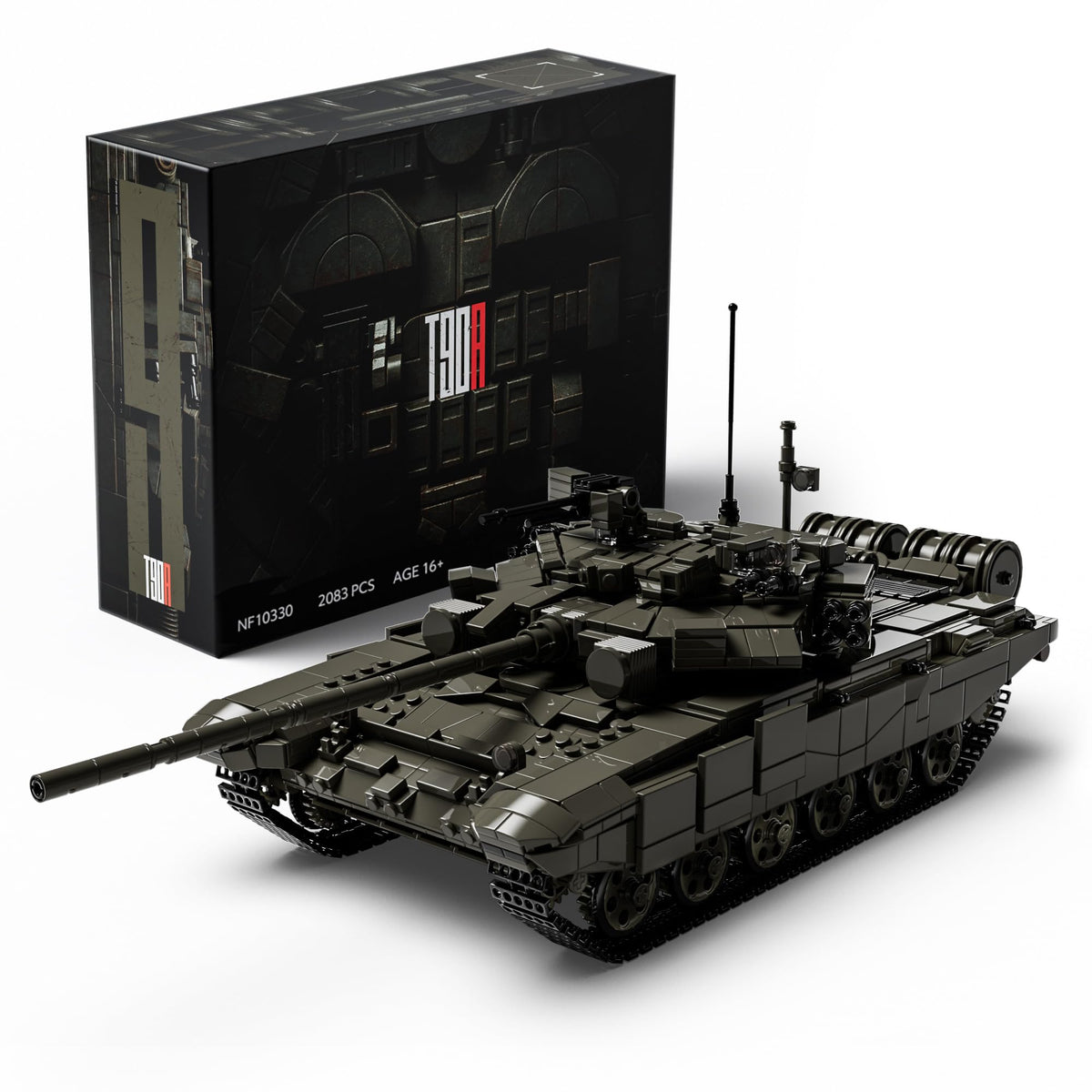 Nifeliz T-90A model chassis close-up for realistic display