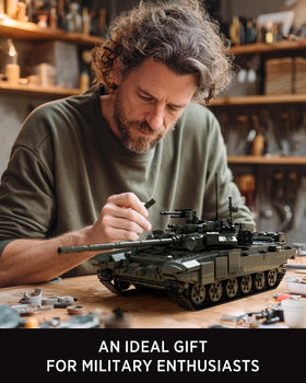 Nifeliz T-90A display-ready tank model on a shelf